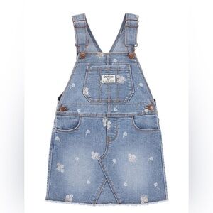 OshKosh B'Gosh Girls 12M Floral Vintage Wash Denim Skirtall/Overalls Dress - NWT